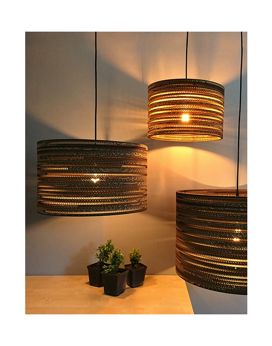 Cylindryczna lampa wisząca z tektury - TAMBURO 45