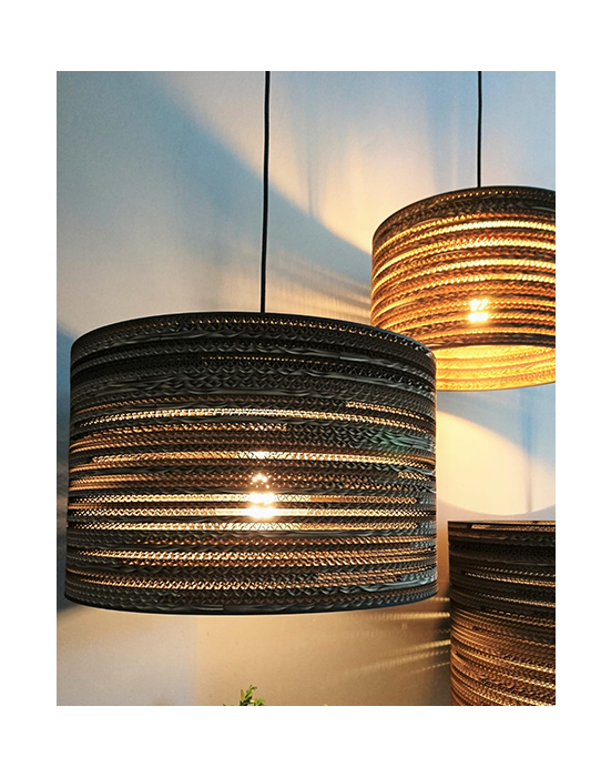 Cylindryczna lampa wisząca z tektury - TAMBURO 45