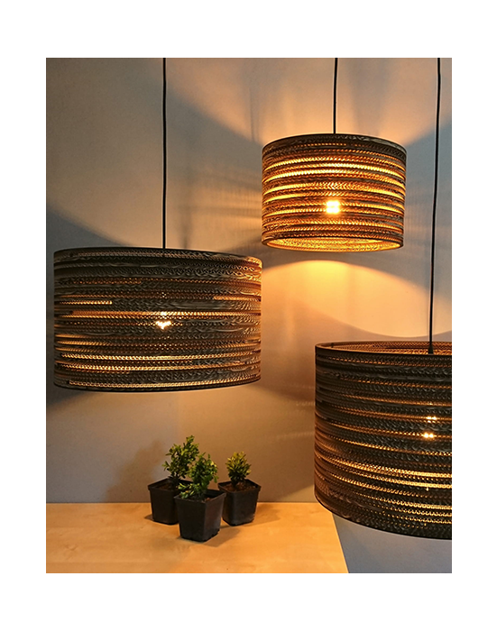 Cylindryczna lampa wisząca z tektury - TAMBURO 55